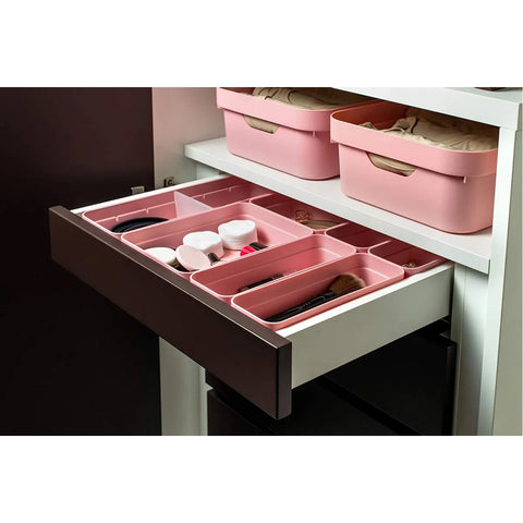 Kit 4 Organizadores de Gavetas Porta Lápis Organizadores Multiusos 8,5x23x5,5cm OU Rosa