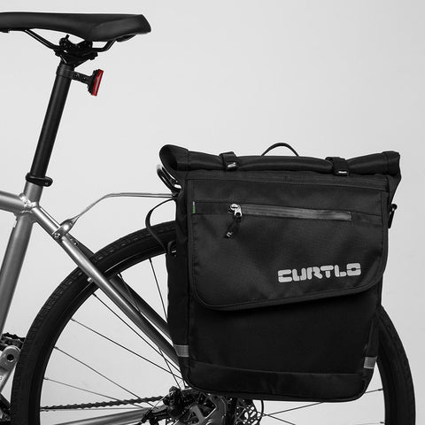 Alforje 15L Curtlo Bagageiro Bike Cicloturismo com Engate Fast Clip e Capa de Chuva Preto - U