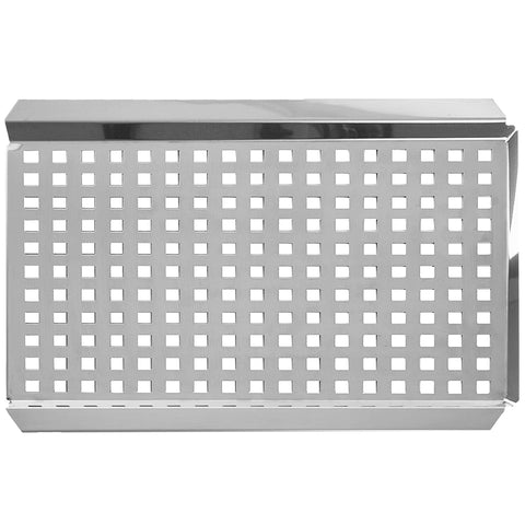 Grelha Perfurada para Carnes e Vegetais 37x29cm Aço Inox com Canaletas para Encaixar Espetos