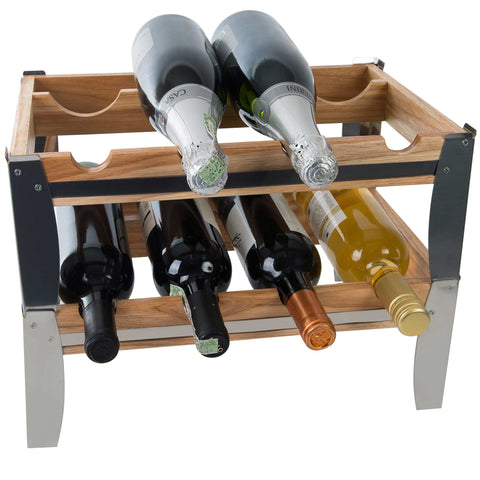 Adega de Vinho Modular 4 Garrafas Essence Suporte para Garrafas em Madeira e Aço Inox