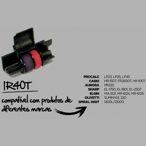 Kit 4 Roletes de Tinta Procalc para Calculadora de Impressão IR40T Vermelho e Azul