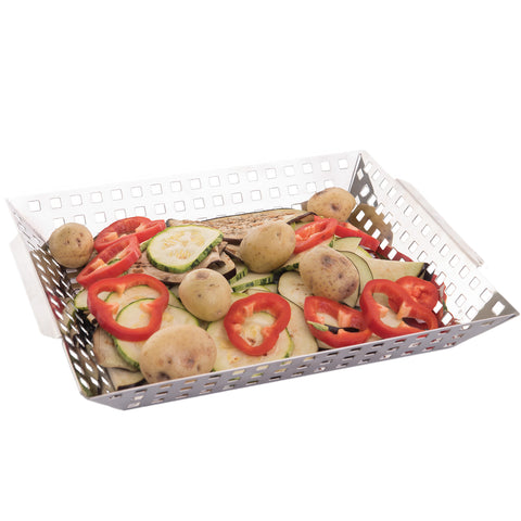 Grelha para Churrasqueira Defumar Legumes e Vegetais 31x28cm Aço Inox Perfurado Kort