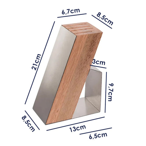 Cepo para Facas e Tábua de Pão Migalheira 40x25cm em Madeira e Aço Inox Essence Domama