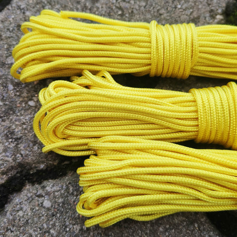 Corda Sobrevivência 39Kg Paracord 425 Libras Amarela Natureza Aventura 10 Metros Resistente 3mm