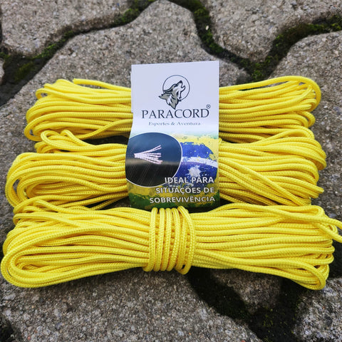 Corda Sobrevivência 39Kg Paracord 425 Libras Amarela Natureza Aventura 10 Metros Resistente 3mm