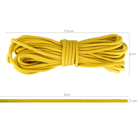 Paracord 550 Libras 4mm Corda De Sobrevivência Tática Militar 10 Metros 366kgf Amarelo