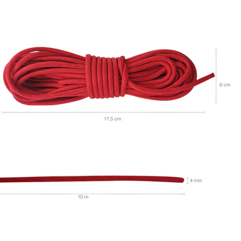 Paracord 550 Libras 4mm Corda De Sobrevivência Tática Militar 10 Metros 366kgf Vermelha