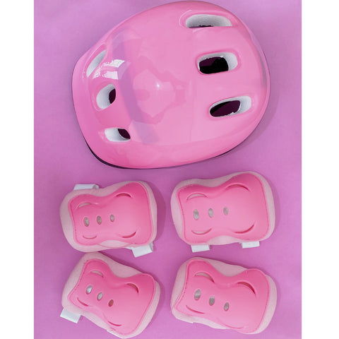 Kit de Proteção Infantil Capacete Joelheiras e Cotoveleiras para Patins Skate Bicicleta Fênix Rosa