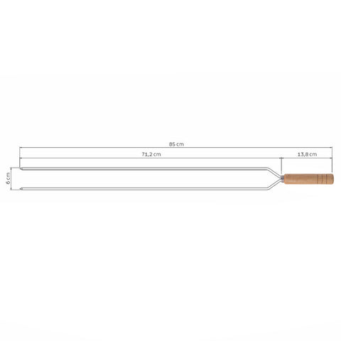 Espeto Duplo para Churrasco Domama com Lâmina em Aço Inox e Cabo de Madeira 85cm