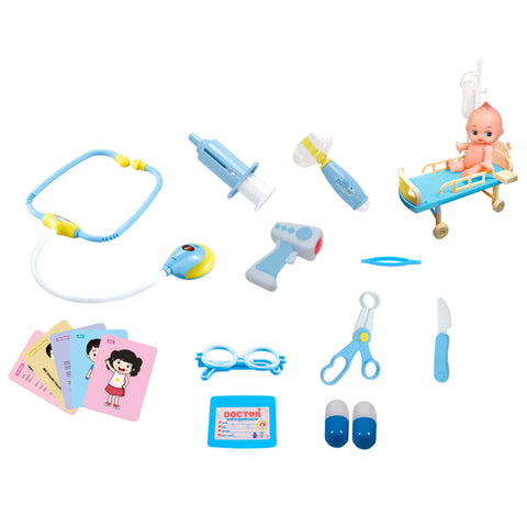 Kit Médico Pequenos Doutores com Luz e Som Interativo Fênix Brinquedos Azul