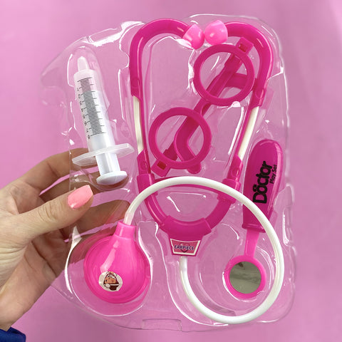 Kit Médico Brinquedo Infantil com Maleta Doutor Fenix 10 Peças Rosa