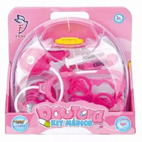 Kit Médico Brinquedo Infantil com Maleta Doutor Fenix 10 Peças Rosa