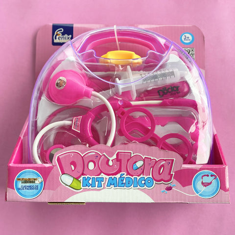 Kit Médico Brinquedo Infantil com Maleta Doutor Fenix 10 Peças Rosa