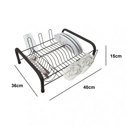 Escorredor de Louças com Divisória para 12 Pratos Copos e Talheres Utily Domama Preto