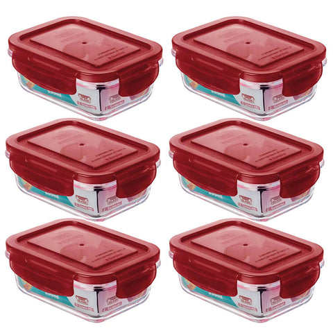 Jogo 6 Potes de Vidro 330ml Tampas com Travas Herméticas Sanremo Vermelho