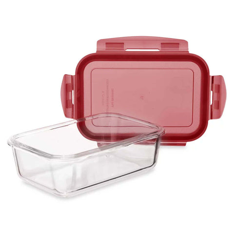 Jogo 6 Potes de Vidro 330ml Tampas com Travas Herméticas Sanremo Vermelho