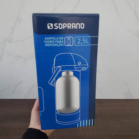 Ampola Térmica de Vidro para Reposição 2,5L Modelo Exclusiva Soprano Acompanha Vedações