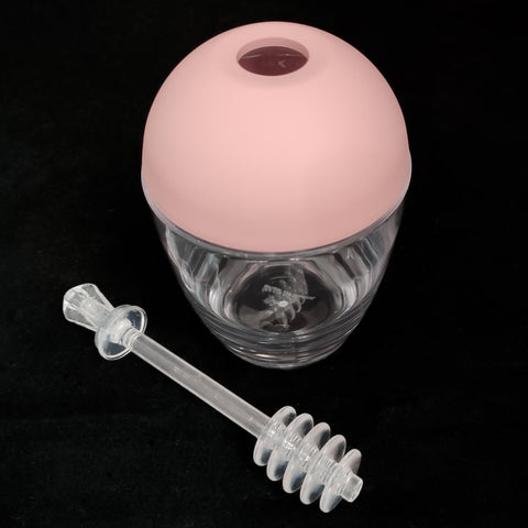 Meleira Porta Mel Pote para Mel com Tampa e Pegador Plástico Rosa Quartzo