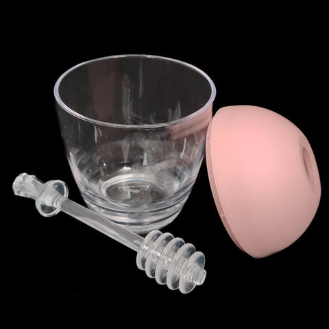 Meleira Porta Mel Pote para Mel com Tampa e Pegador Plástico Rosa Quartzo