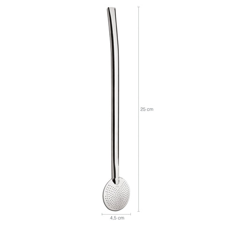 Bomba Chimarrão 25cm Aço Inox Bomba Lisa Sem Rosca Chata