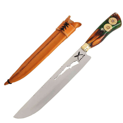 Faca Artesanal para Churrasco 10” Aço Inox 420c Cabo Híbrido com Adornos Sniper Zanline