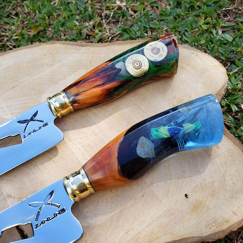 Faca Artesanal para Churrasco 10” Aço Inox 420c Cabo Híbrido com Adornos Sniper Zanline