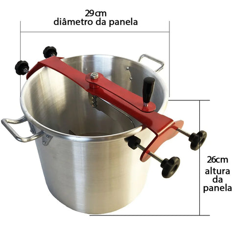 Panela Caldeirão Misturadeira Manual 21 litros Saro de Aço Carbono para Doces e Salgados