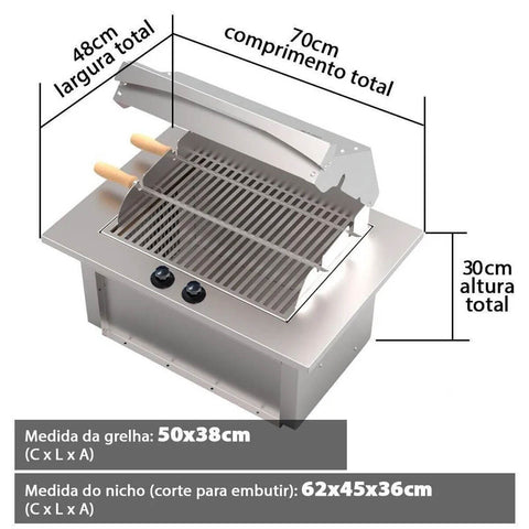 Churrasqueira Cooktop Elétrica de Embutir Sem Fumaça com 2 Espetos Inox 127v Saro