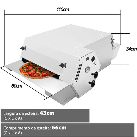 Forno em Esteira á Gás 127V para Produção de Pizzas de 40cm