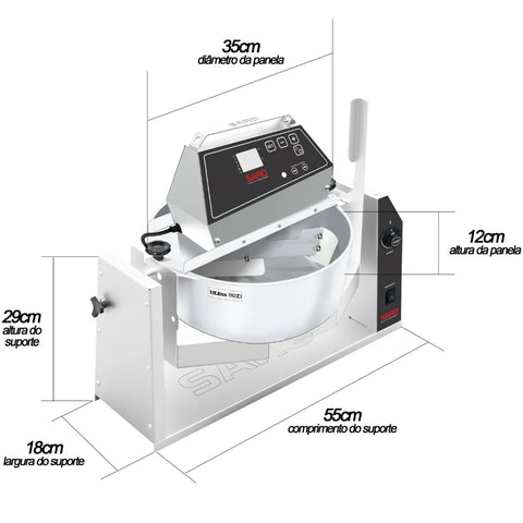 Panela de Brigadeiro Misturadora Elétrica 10l Digital com Suporte Articulado de Aquecimento 220v