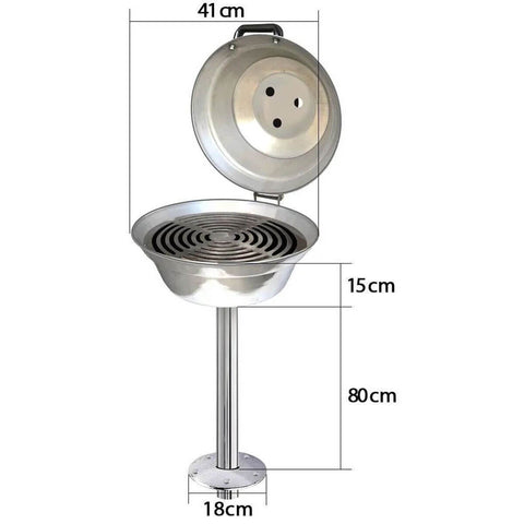 Churrasqueira Náutica  para Lancha e Barco 40x30cm em Aço Inox Circular Saro