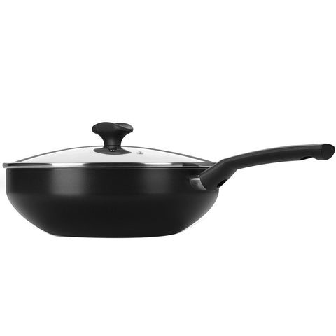 Frigideira Wok Antiaderente com Tampa de Vidro Indução Multiflon 28cm 4,3L Preta