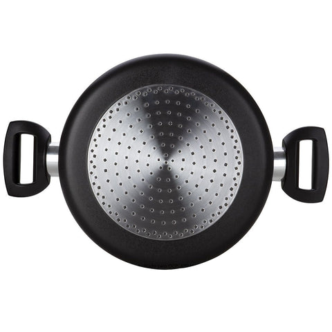 Caçarola Antiaderente com Tampa de Vidro Indução Panela Multiflon 22cm 3,7L Preta