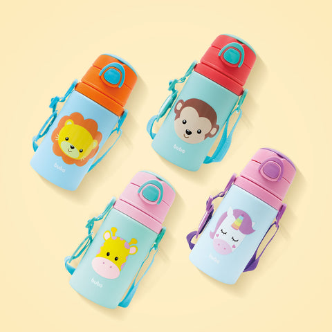 Garrafinha Infantil Buba em Alumínio 400ml com Canudo de Silicone Unicórnio Colorido