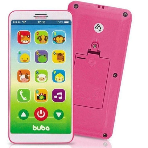 Baby Phone Celular de Brinquedo Educativo com Sons 14cm Buba Rosa