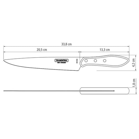 Faca Tramontina para Carne 8" em Aço Inox e Cabo Maderia Polywood Vermelho