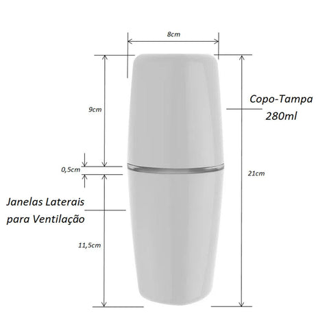 Porta Escova de Dentes e Creme Dental com Tampa para Banheiro OU Branco