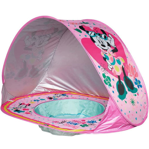 Piscina Infantil de Praia com Cobertura UV Zippy Toys em Poliéster e Metal Minnie Rosa