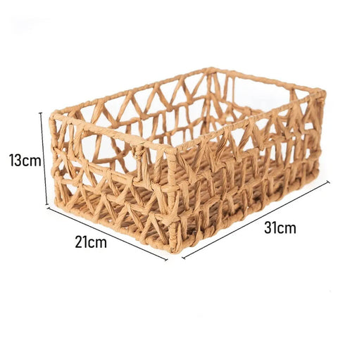 Cesto Organizador Papiro Retangular com Alças Laterais 31x21x13cm Yoi em Fibra Natural