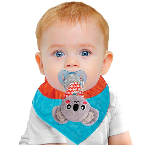 Babador Bandana para Bebê com Plush Mordedor e Pelúcia de Coala Buba Colorido