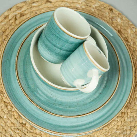 Tigela Cumbuca para Sopa Salada Bowl em Cerâmica 623ml Yoi Aquarela Azul