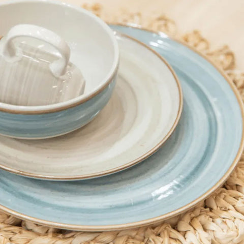 Tigela Cumbuca para Sopa Salada Bowl em Cerâmica 623ml Yoi Aquarela Azul
