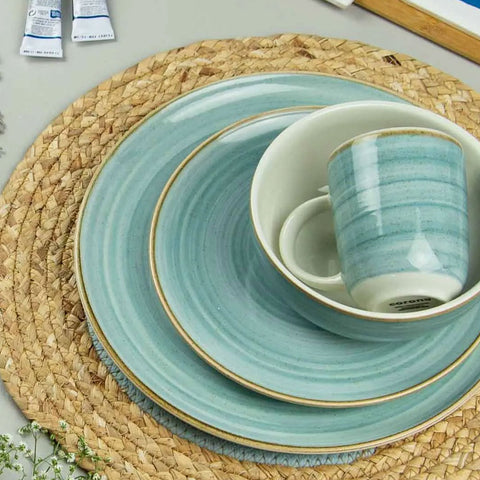 Tigela Cumbuca para Sopa Salada Bowl em Cerâmica 623ml Yoi Aquarela Azul
