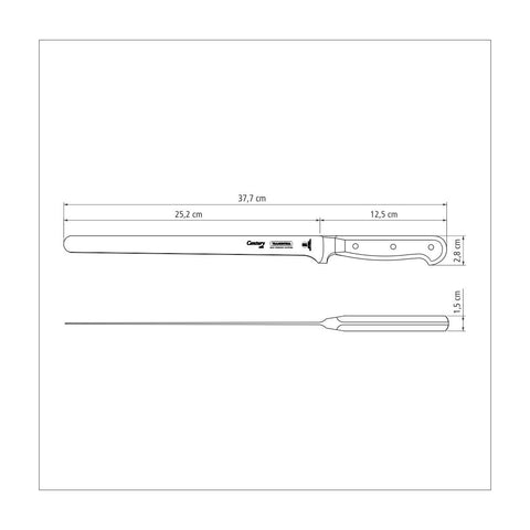 Faca para Fiambres 10" Tramontina Century com Lâmina em Aço Inox e Cabo em Policarbonato Preto