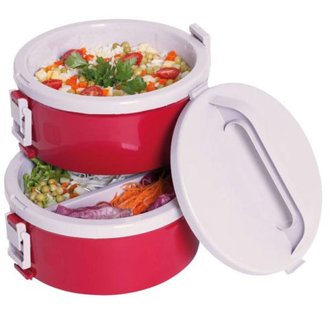 Conjunto 2 Marmitas Tekcor Soprano 1,5L sem Divisórias e com 1 Divisória Vermelhas