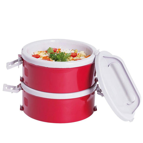 Conjunto 2 Marmitas Tekcor Soprano 1,5L sem Divisórias e com 1 Divisória Vermelhas