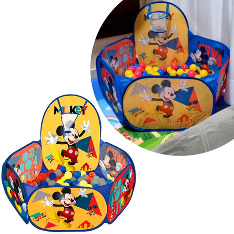 Piscina de Bolinhas Infantil com Cesta de Basquete e 100 Bolinhas Mickey Zippy Toys Azul