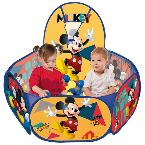 Piscina de Bolinhas Infantil com Cesta de Basquete e 100 Bolinhas Mickey Zippy Toys Azul