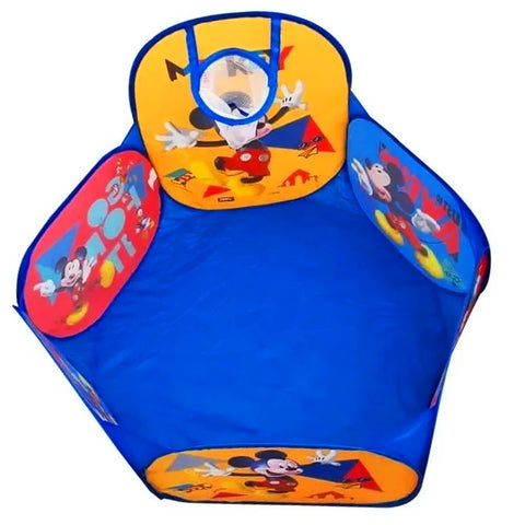 Piscina de Bolinhas Infantil com Cesta de Basquete e 100 Bolinhas Mickey Zippy Toys Azul