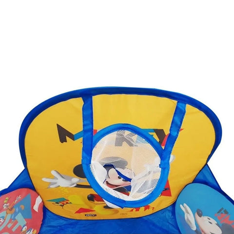 Piscina de Bolinhas Infantil com Cesta de Basquete e 100 Bolinhas Mickey Zippy Toys Azul